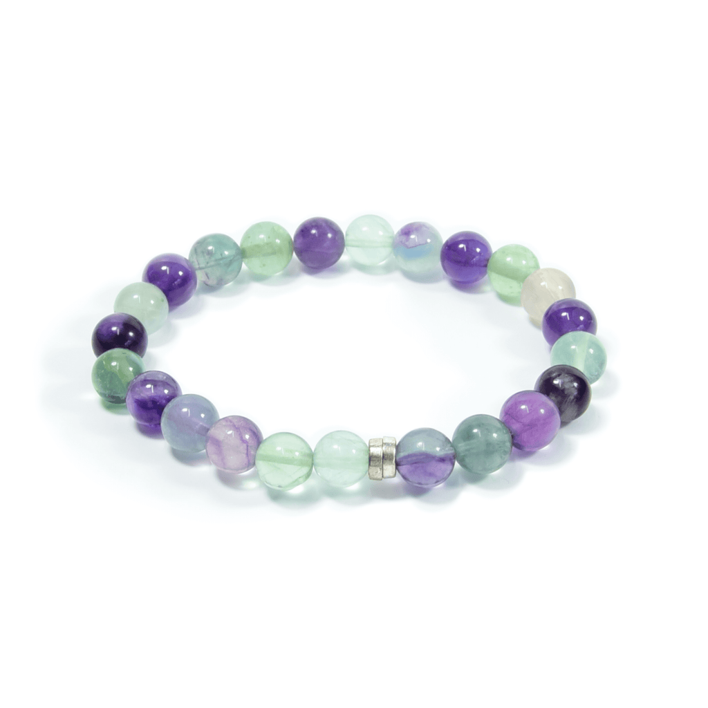 Fluorite and Amethyst Bracelet - 8mm
