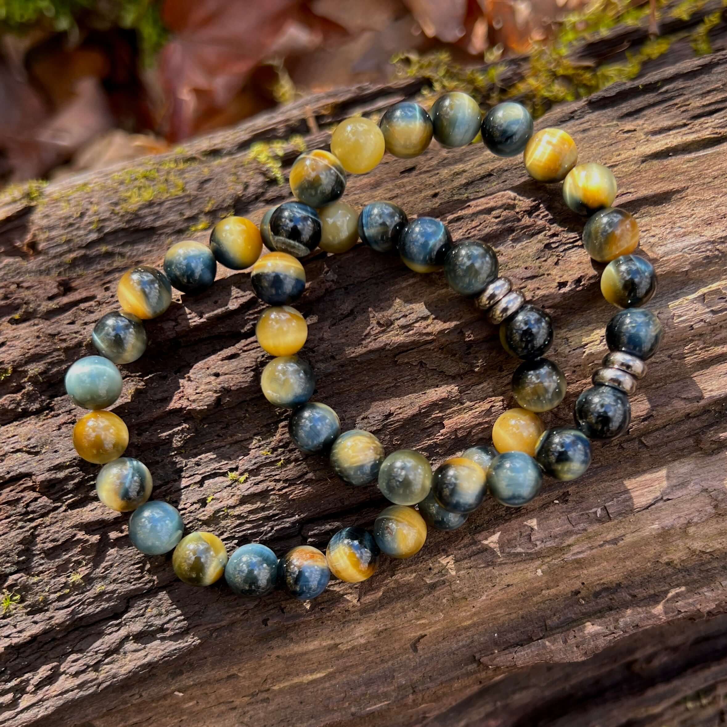Blue and Blonde Tiger Eye Bead Bracelet