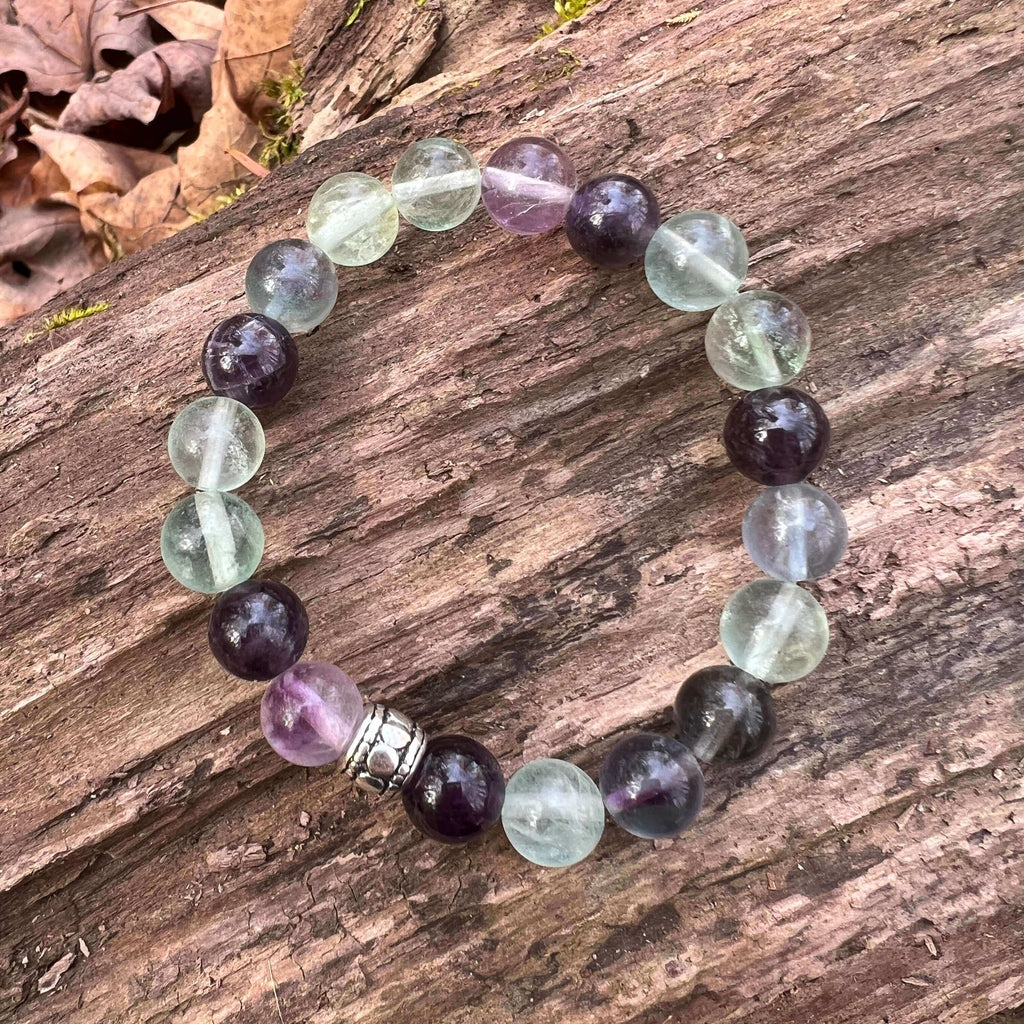 Fluorite and Amethyst Bracelet - 8mm